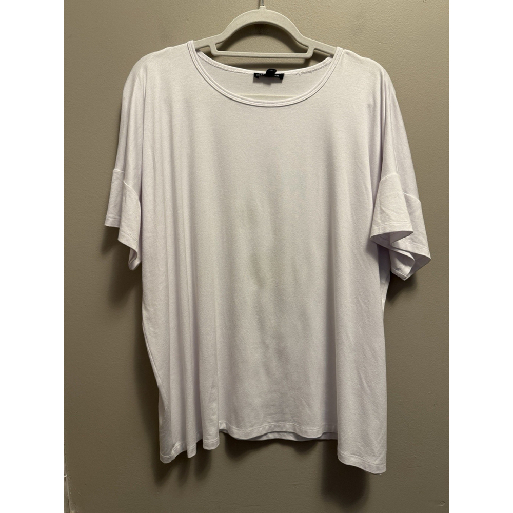 Eileen Fisher Tee Shirt Crew Neck SHORT SLEEVE Boxy Fit White Size L NWT Flawed